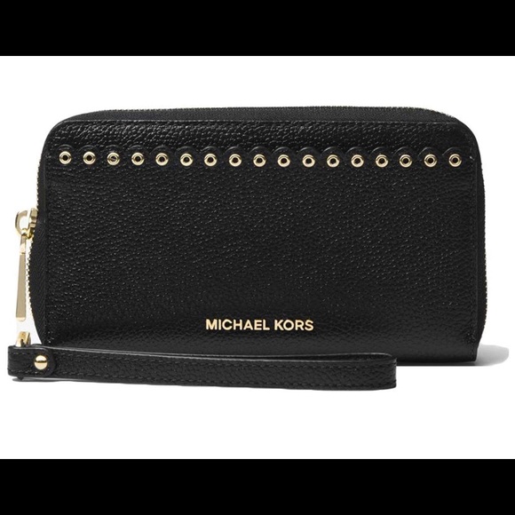 🆕 MICHAEL KORS Pebbled Smartphone Wristlet - Picture 1 of 5